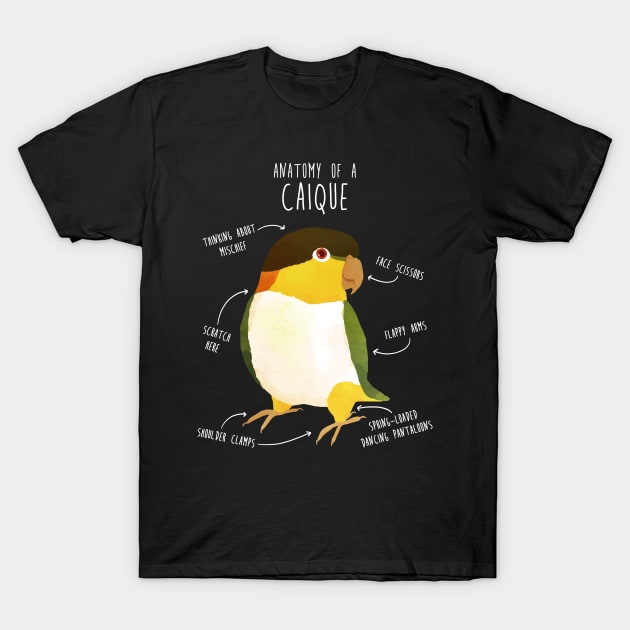 Anatomy of a Black-Headed Caique T-Shirt by Psitta